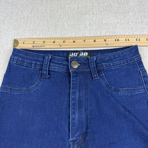 JC JQ  Bell Bottom Blue Jeans Women's Small High Rise Super Stretchy Distressed - Picture 13 of 16